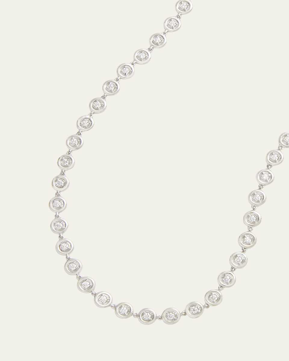 18K White Gold Round Edge Diamond Necklace